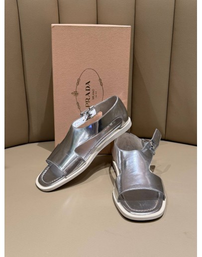 (PRE OWNED) PRADA SILVER SANDAL 
