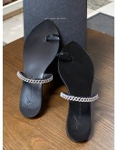 (LIKE NEW) GIUSEPPE ZANOTTI INTRIIGO STRING SANDALS SIZE 37 IN BLACK CALFSKIN LEATHER WITH CRYSTAL