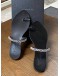 (LIKE NEW) GIUSEPPE ZANOTTI INTRIIGO STRING SANDALS SIZE 37 IN BLACK CALFSKIN LEATHER WITH CRYSTAL