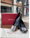 (LIKE NEW) SALVATORE FERRAGAMO VARA STUDS PUMPS SIZE 7D IN METALLIC SILVER CALFSKIN LEATHER -FULL SET-