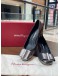 (LIKE NEW) SALVATORE FERRAGAMO VARA STUDS PUMPS SIZE 7D IN METALLIC SILVER CALFSKIN LEATHER -FULL SET-