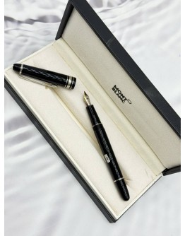 MONTBLANC MEISTERSTUCK CLASSIQUE FOUNTAIN PEN M NIB IN BLACK RESIN WITH 14K 585 GOLD NIB AND PLATINUM-COATED TRIMS