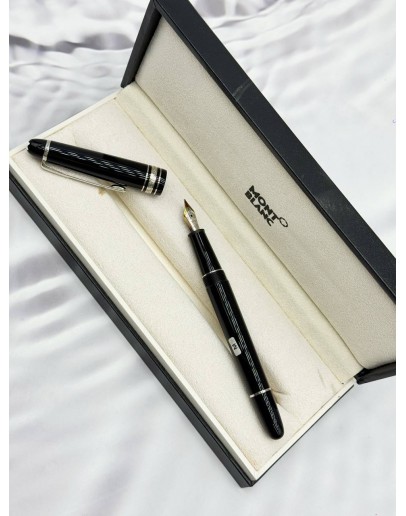 MONTBLANC MEISTERSTUCK CLASSIQUE FOUNTAIN PEN M NIB IN BLACK RESIN WITH 14K 585 GOLD NIB AND PLATINUM-COATED TRIMS