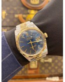 (LIKE NEW) ROLEX OYSTER PERPETUAL DATEJUST 36 REF16013 HALF 18K 750 YELLOW GOLD JUBILEE BLUE DIAL 36MM AUTOMATIC WATCH