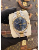 (LIKE NEW) ROLEX OYSTER PERPETUAL DATEJUST 36 REF16013 HALF 18K 750 YELLOW GOLD JUBILEE BLUE DIAL 36MM AUTOMATIC WATCH