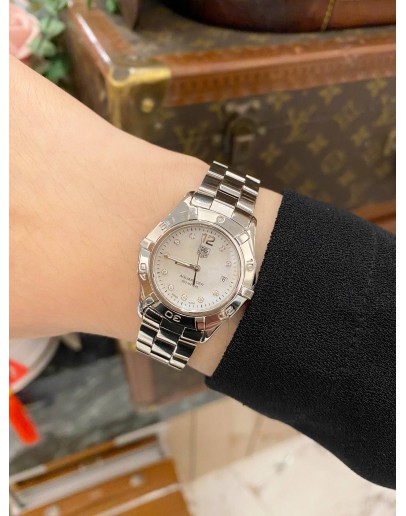 2014 TAG HEUER AQUARACER LADY REF WAF1415 DIAMONDS MOTHER OF PEARL DIAL 27MM QUARTZ WATCH -FULL SET-