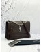 (UNUSED) YSL SAINT LAURENT SUNSET MEDIUM SHOULDER BAG IN DARK BROWN CROCODILE EMBOSSED CALFSKIN LEATHER