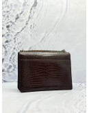 (UNUSED) YSL SAINT LAURENT SUNSET MEDIUM SHOULDER BAG IN DARK BROWN CROCODILE EMBOSSED CALFSKIN LEATHER