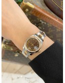 (LIKE NEW) 2012 ROLEX LADY DATEJUST REF 179161 HALF 18K 750 ROSE GOLD BROWN DIAMOND DIAL 26MM AUTOMATIC WATCH -FULL SET-