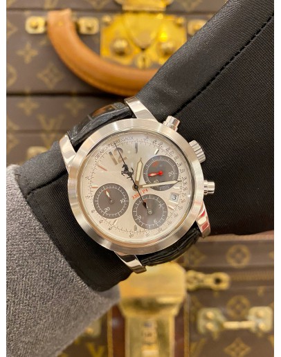 (LIKE NEW) 2005 GIRARD-PERREGAUX FERRARI CHRONOGRAPH LIMITED EDITION TO 2000 PIECES REF 8028 WHITE DIAL 40MM AUTOMATIC WATCH -FULL SET-