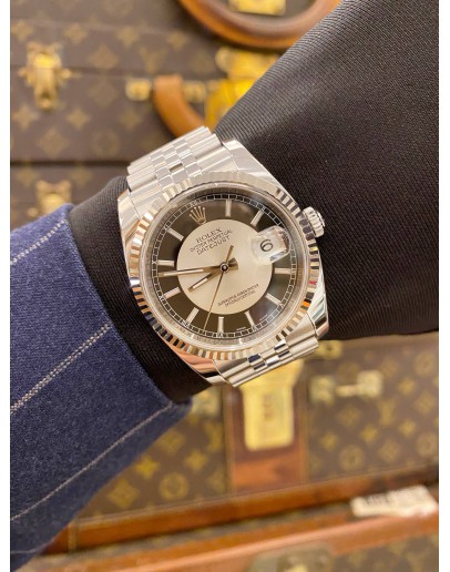 (LIKE NEW) 2012 ROLEX OYSTER PERPETUAL DATEJUST 36 REF 116234 TUXEDO DIAL ROULETTE DATE 36MM AUTOMATIC WATCH