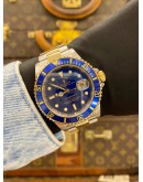 (LIKE NEW) 2011 ROLEX SUBMARINER DATE HALF 18K 750 YELLOW GOLD REF 16613 BLUE DIAL 40MM AUTOMATIC WATCH