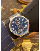 (LIKE NEW) 2013 ULYSSE NARDIN MARINE CHRONOMETER REF 263-67 BLUE ROMAN NUMERALS DIAL 43MM AUTOMATIC WATCH -FULL SET-