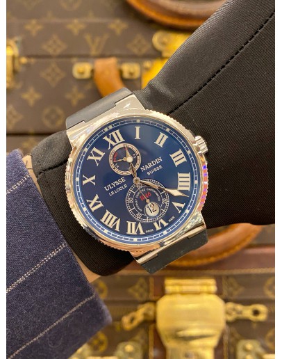 (LIKE NEW) 2013 ULYSSE NARDIN MARINE CHRONOMETER REF 263-67 BLUE ROMAN NUMERALS DIAL 43MM AUTOMATIC WATCH -FULL SET-