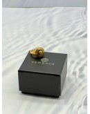 VERSACE MEDUSA RING SIZE 15 IN GOLD METAL WITH BLACK ENAMEL