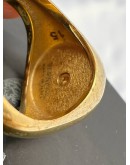 VERSACE MEDUSA RING SIZE 15 IN GOLD METAL WITH BLACK ENAMEL