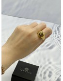 VERSACE MEDUSA RING SIZE 15 IN GOLD METAL WITH BLACK ENAMEL