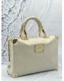 GIANNI VERSACE COUTURE VERNIZ TOP HANDLE BAG IN OFF WHITE CALFSKIN LEATHER