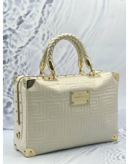 GIANNI VERSACE COUTURE VERNIZ TOP HANDLE BAG IN OFF WHITE CALFSKIN LEATHER