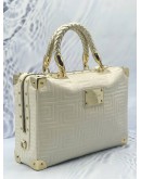 GIANNI VERSACE COUTURE VERNIZ TOP HANDLE BAG IN OFF WHITE CALFSKIN LEATHER