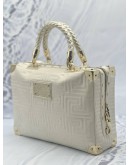 GIANNI VERSACE COUTURE VERNIZ TOP HANDLE BAG IN OFF WHITE CALFSKIN LEATHER