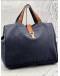 YSL SAINT LAURENT TOTE BAG IN DARK BLUE CANVAS WITH BROWN CALFSKIN LEATHER