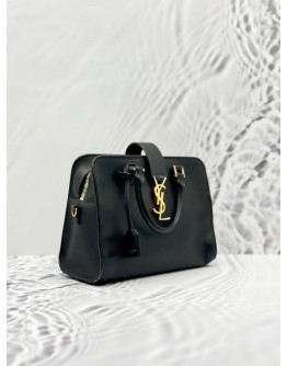 YSL SAINT LAURENT BABY CABAS BAG IN BLACK CALFSKIN LEATHER
