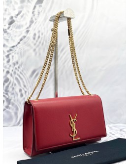 YSL SAINT LAURENT MEDIUM KATE SHOULDER BAG IN RED CALFSKIN LEATHER