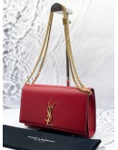 YSL SAINT LAURENT MEDIUM KATE SHOULDER BAG IN RED CALFSKIN LEATHER