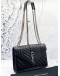 (LIKE NEW) YSL SAINT LAURENT ENVELOPE MEDIUM SHOULDER BAG IN BLACK GRAIN DE POUDRE EMBOSSED LEATHER 