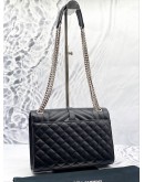 (LIKE NEW) YSL SAINT LAURENT ENVELOPE MEDIUM SHOULDER BAG IN BLACK GRAIN DE POUDRE EMBOSSED LEATHER 