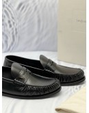 (UNUSED) YSL SAINT LAURENT LE LOAFERS SIZE 43 IN BLACK CALFSKIN LEATHER -FULL SET-