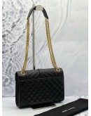 (LIKE NEW) YSL SAINT LAURENT ENVELOPE SHOULDER BAG IN BLACK GRAIN DE POUDRE EMBOSSED CALFSKIN LEATHER