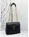 (LIKE NEW) YSL SAINT LAURENT SMALL LOULOU SHOULDER BAG IN BLACK CALFSKIN LEATHER