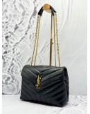 (LIKE NEW) YSL SAINT LAURENT SMALL LOULOU SHOULDER BAG IN BLACK CALFSKIN LEATHER