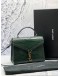 (LIKE NEW) YSL SAINT LAURENT CASSANDRA TOP HANDLE BAG IN DARK GREEN CROCODILE EMBOSSED CALFSKIN LEATHER -FULL SET-