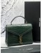 (LIKE NEW) YSL SAINT LAURENT CASSANDRA TOP HANDLE BAG IN DARK GREEN CROCODILE EMBOSSED CALFSKIN LEATHER -FULL SET-