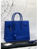 YSL SAINT LAURENT SAC DE JOUR TOP HANDLE BAG IN ROYAL BLUE CALFSKIN LEATHER