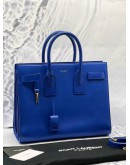 YSL SAINT LAURENT SAC DE JOUR TOP HANDLE BAG IN ROYAL BLUE CALFSKIN LEATHER
