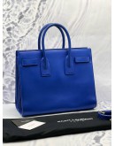 YSL SAINT LAURENT SAC DE JOUR TOP HANDLE BAG IN ROYAL BLUE CALFSKIN LEATHER