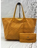 GOYARD SAINT LOUIS TOTE BAG IN YELLOW GOYARDINE CANVAS WITH CHEVROCHES CALFSKIN LEATHER