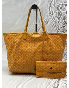 GOYARD SAINT LOUIS TOTE BAG IN YELLOW GOYARDINE CANVAS WITH CHEVROCHES CALFSKIN LEATHER