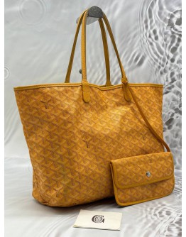 GOYARD SAINT LOUIS TOTE BAG IN YELLOW GOYARDINE CANVAS WITH CHEVROCHES CALFSKIN LEATHER