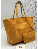 GOYARD SAINT LOUIS TOTE BAG IN YELLOW GOYARDINE CANVAS WITH CHEVROCHES CALFSKIN LEATHER