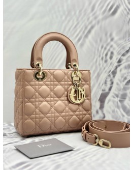 CHRISTIAN DIOR SMALL LADY DIOR MY ABCDIOR IN BLUSH CANNAGE LAMBSKIN LEATHER