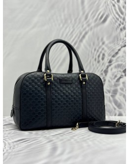 GUCCI BOSTON IN BLACK GG MICROGUCCISSIMA LEATHER