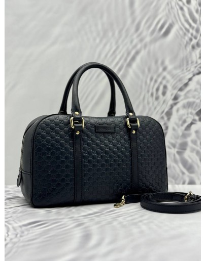 GUCCI BOSTON IN BLACK GG MICROGUCCISSIMA LEATHER