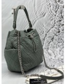 CHANEL SMALL BUCKET BAG IN GREEN LAMBSKIN LEATHER