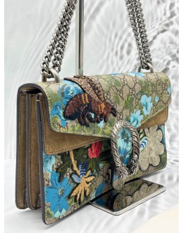 GUCCI DIONYSUS MEDIUM CHAIN BAG IN BEIGE GG SUPREME CANVAS WITH MULTICOLOR FLORAL PRINT AND EMBROIDERY