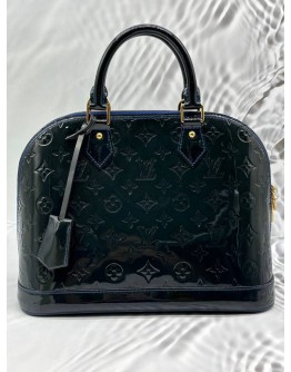 LOUIS VUITTON ALMA PM IN DARK BLUE MONOGRAM VERNIS LEATHER